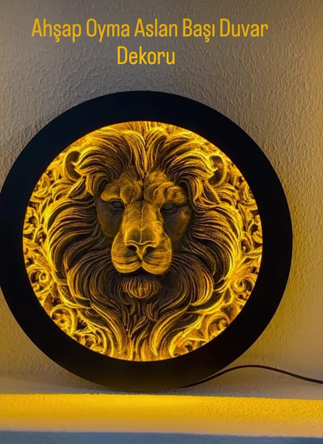 Aslan başı dekoratif duvar panosu üretim örneği